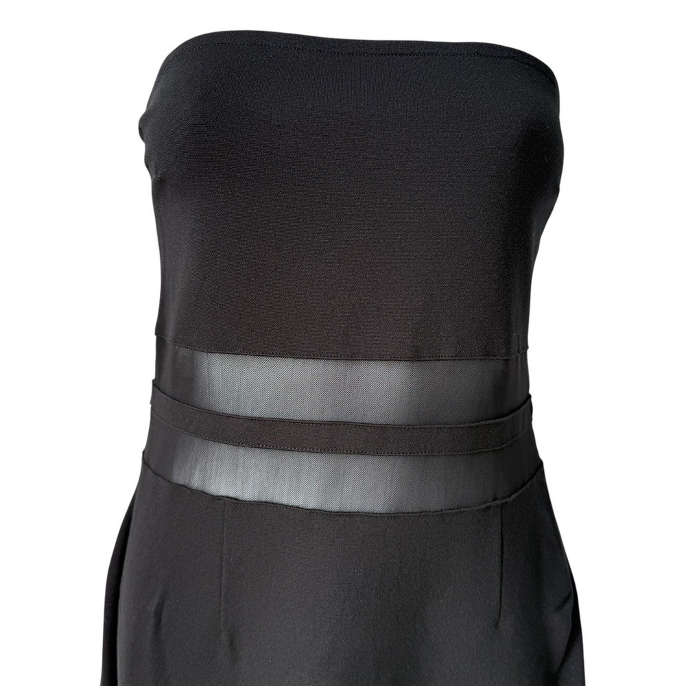 Venus Womens Black Strapless Bodycon Dress Large New Years Sheer Mesh Insert SEE - Picture 11 of 16
